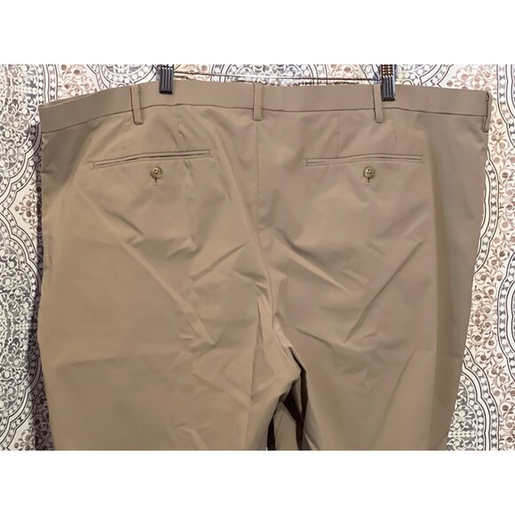 Mens Khaki Dress Pants Flat-Front Style Size 46x34 With Button Closure Modern Fi - Picture 4 of 9